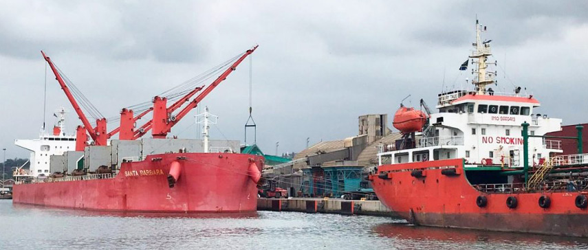 Two ships in the port of Durban.