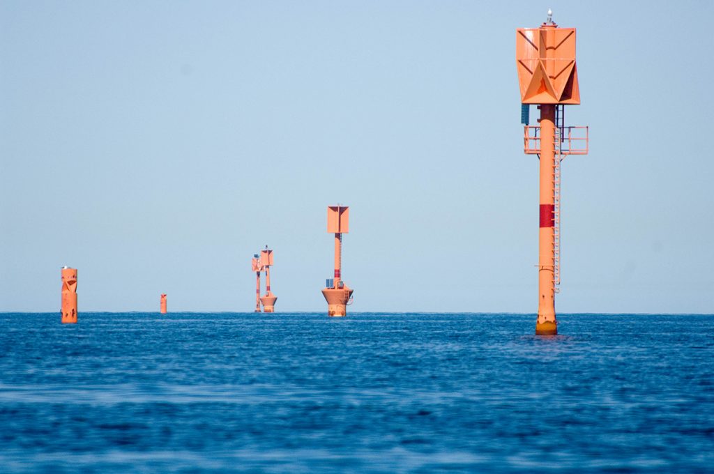 Buoys at the sea.