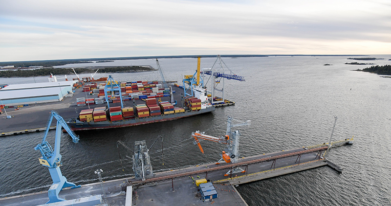 Aerial view of the harbour.